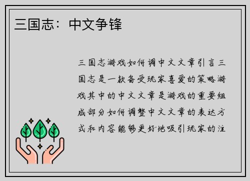 三国志：中文争锋